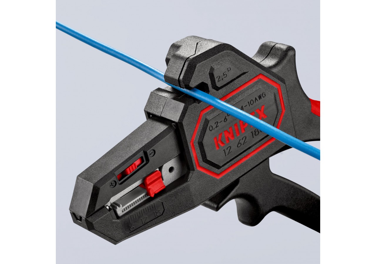Pince à dénuder automatique de 0,2 à 6mm2 - 180mm - Boitier ABS - Forme pistolet - Knipex - 1262180