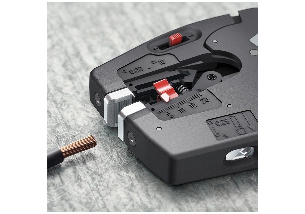 Pince à dénuder automatique 10mm2 et à sertir les embouts de 0,25 à 4mm2 - Knipex - 1272190