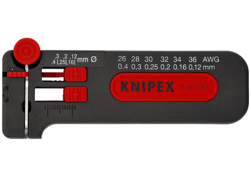 Outil de dénudage précis grâce au réglage progressif 0,12 à 0,4mm - 100mm - SC - Knipex - 1280040SB