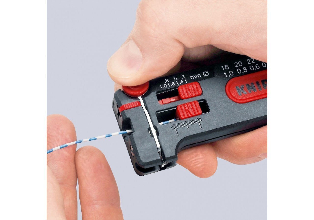 Outil de dénudage précis grâce au réglage progressif 0,3 à 1mm - 100mm - SC - Knipex - 1280100SB