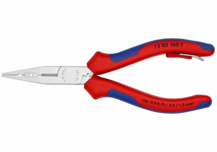 Pince multifonctions avec tranchant - 160mm - Bi-matière - Chromée - Antichute - Knipex - 1305160T