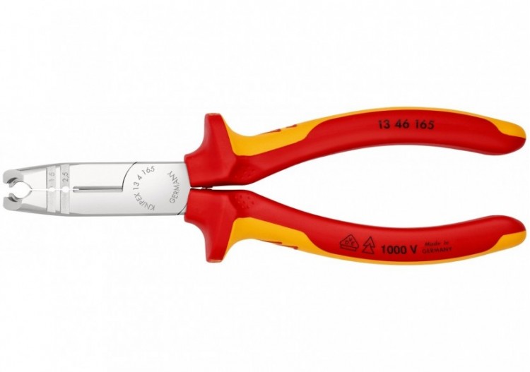 Pince à dégainer et à dénuder câbles ronds - 165mm - Bi-matière - Chromée 1000V - Knipex - 1346165