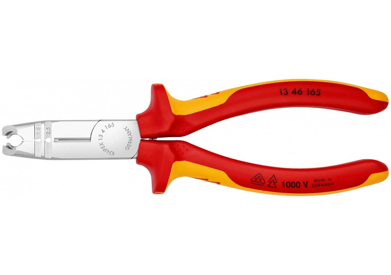 Pince à dégainer et à dénuder câbles ronds - 165mm - Bi-matière - Chromée 1000V - Knipex - 1346165