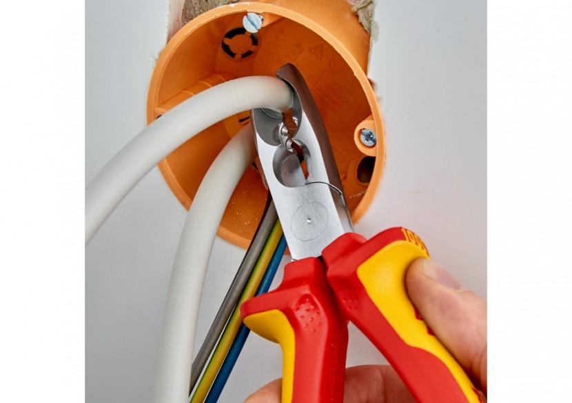 Pince à dégainer et à dénuder câbles ronds - 165mm - Bi-matière - Chromée 1000V - Knipex - 1346165