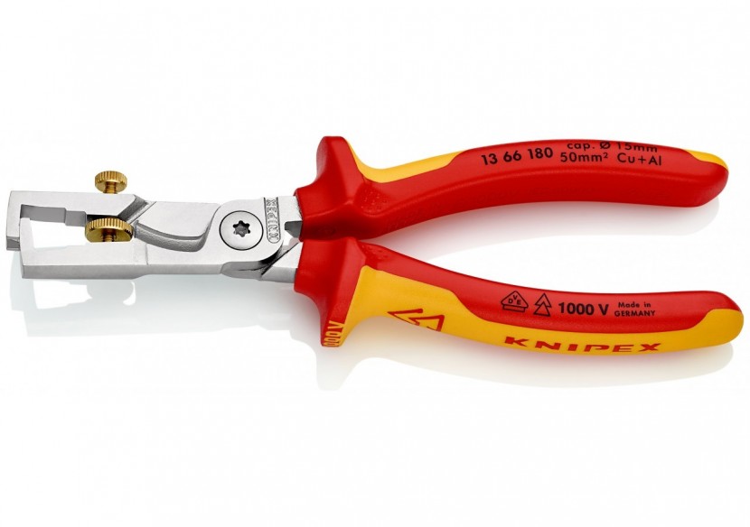 Pince à dénuder et coupe-câbles KNIPEX StriX - 180mm - Bi-matière - Chromé 1000V - Knipex - 1366180