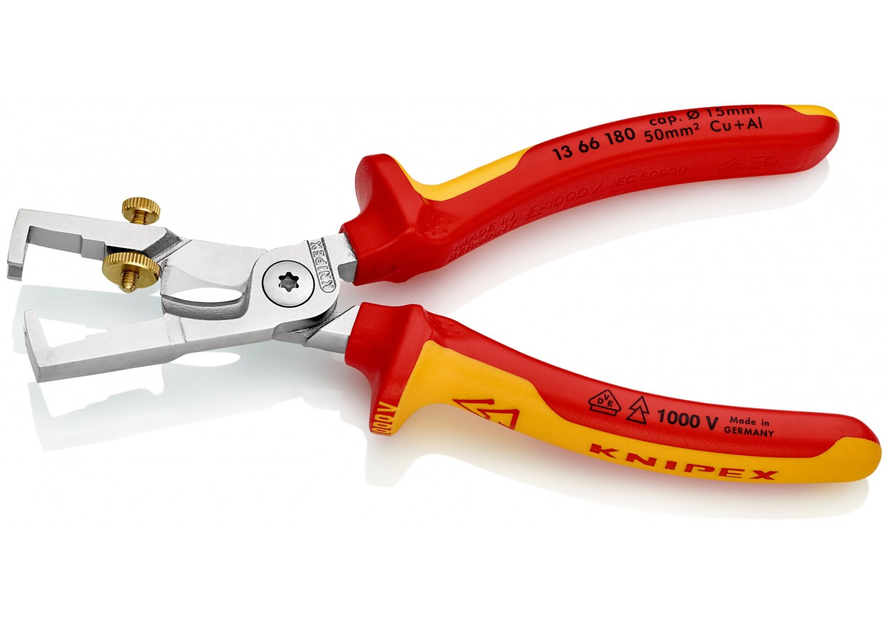 Pince à dénuder et coupe-câbles KNIPEX StriX - 180mm - Bi-matière - Chromé 1000V - Knipex - 1366180