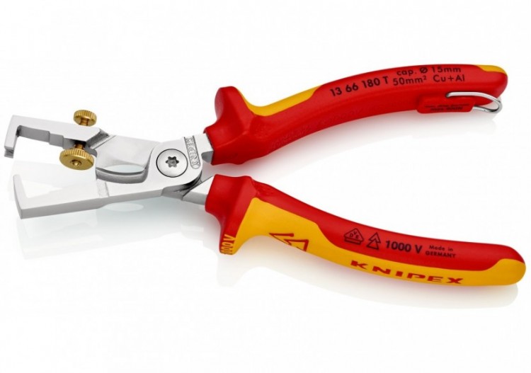 Pince à dénuder et coupe-câbles StriX - 180mm Bi-matière Chromée 1000V ANTICHUTE - Knipex - 1366180T 2