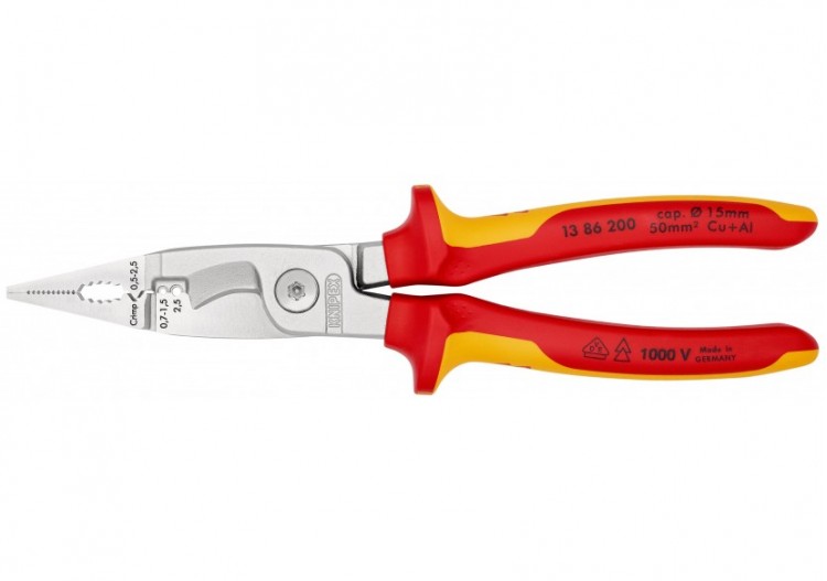Pince multifonctions 6 outils en 1 - 200mm - Bi-matière - Chromée - Isolée 1000V - Knipex - 1386200