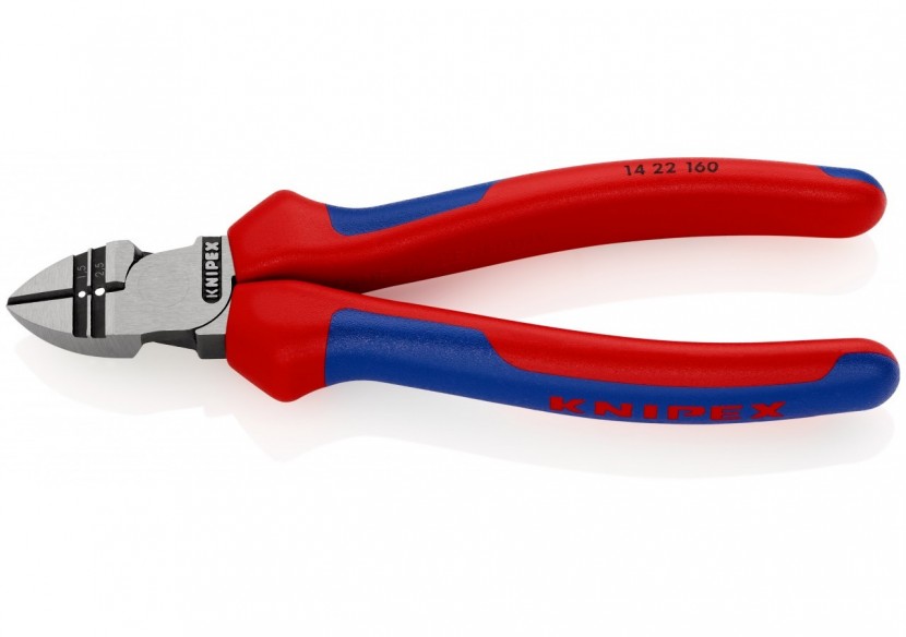 Pince coupante avec berceaux de dénudage 1,5 et 2,5mm2 - 160mm - Bi-matière - Knipex - 1422160