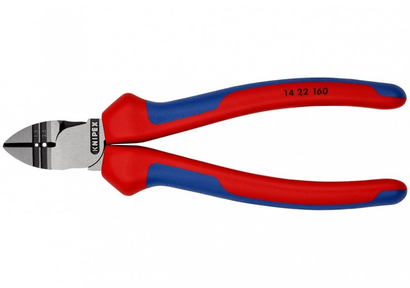 Pince coupante avec berceaux de dénudage 1,5 et 2,5mm2 - 160mm - Bi-matière - Knipex - 1422160