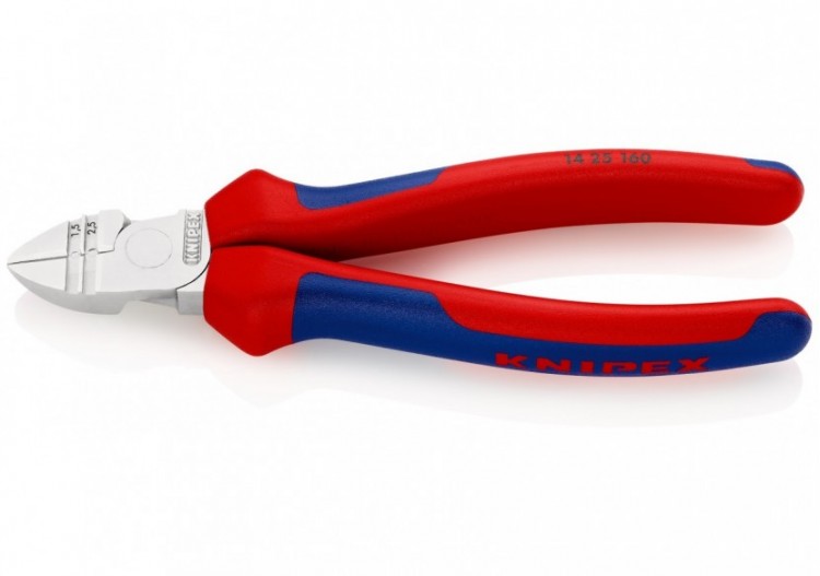 Pince coupante de côté et à dénuder 1,5 à 2,5mm2 - 160mm - Bi-matière - Chromée - Knipex - 1425160