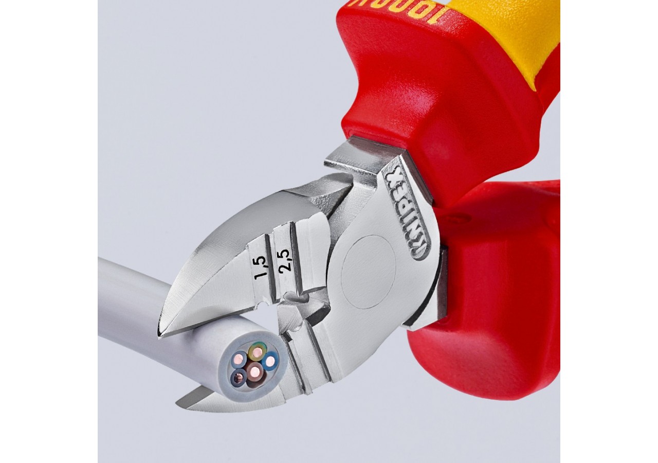 Pince coupante de côté - à dénuder 1,5 à 2,5mm2 160mm Bi-matière Chromée 1000V - Knipex - 1426160