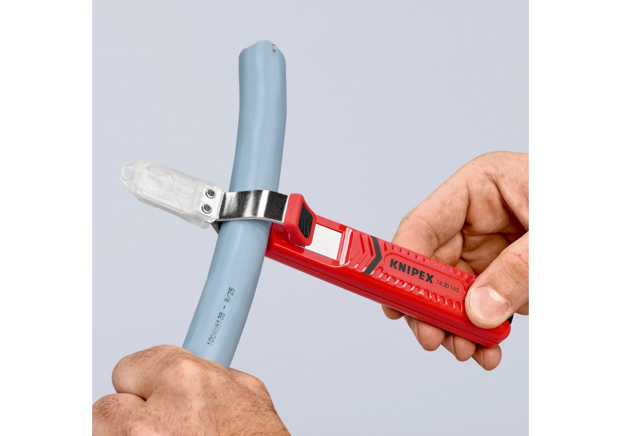 Outil à dégainer câbles ronds de Ø8 à 28mm avec lame crochet - 130mm Boitier ABS - Knipex - 1620165SB