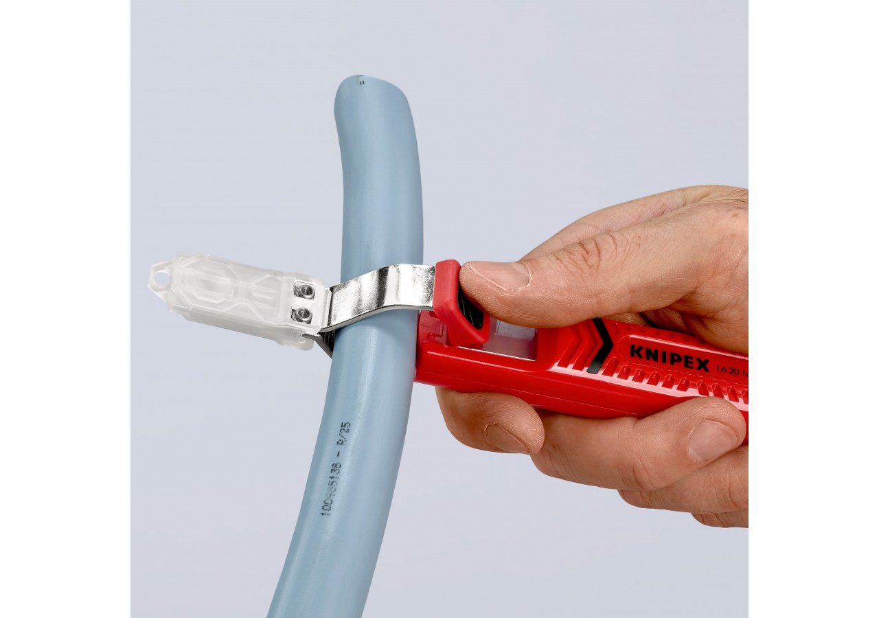 Outil à dégainer câbles ronds de Ø8 à 28mm avec lame crochet - 130mm Boitier ABS - Knipex - 1620165SB