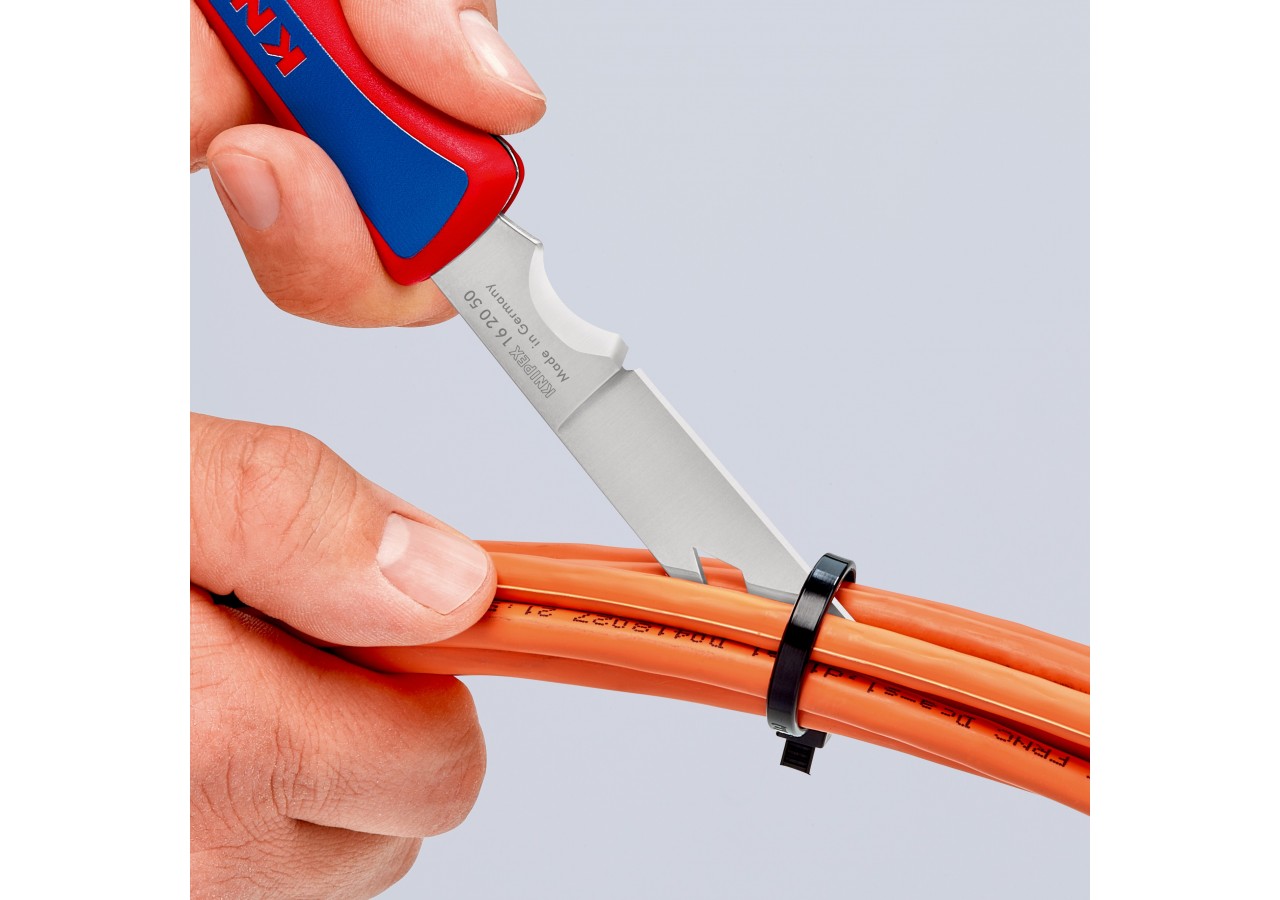 Couteau d'électricien pliant - 120mm - Durable et robuste - Poignée ergonomique - Knipex - 162050SB