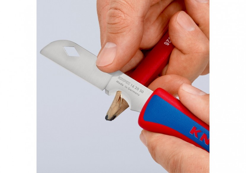 Couteau d'électricien pliant - 120mm - Durable et robuste - Poignée ergonomique - Knipex - 162050SB