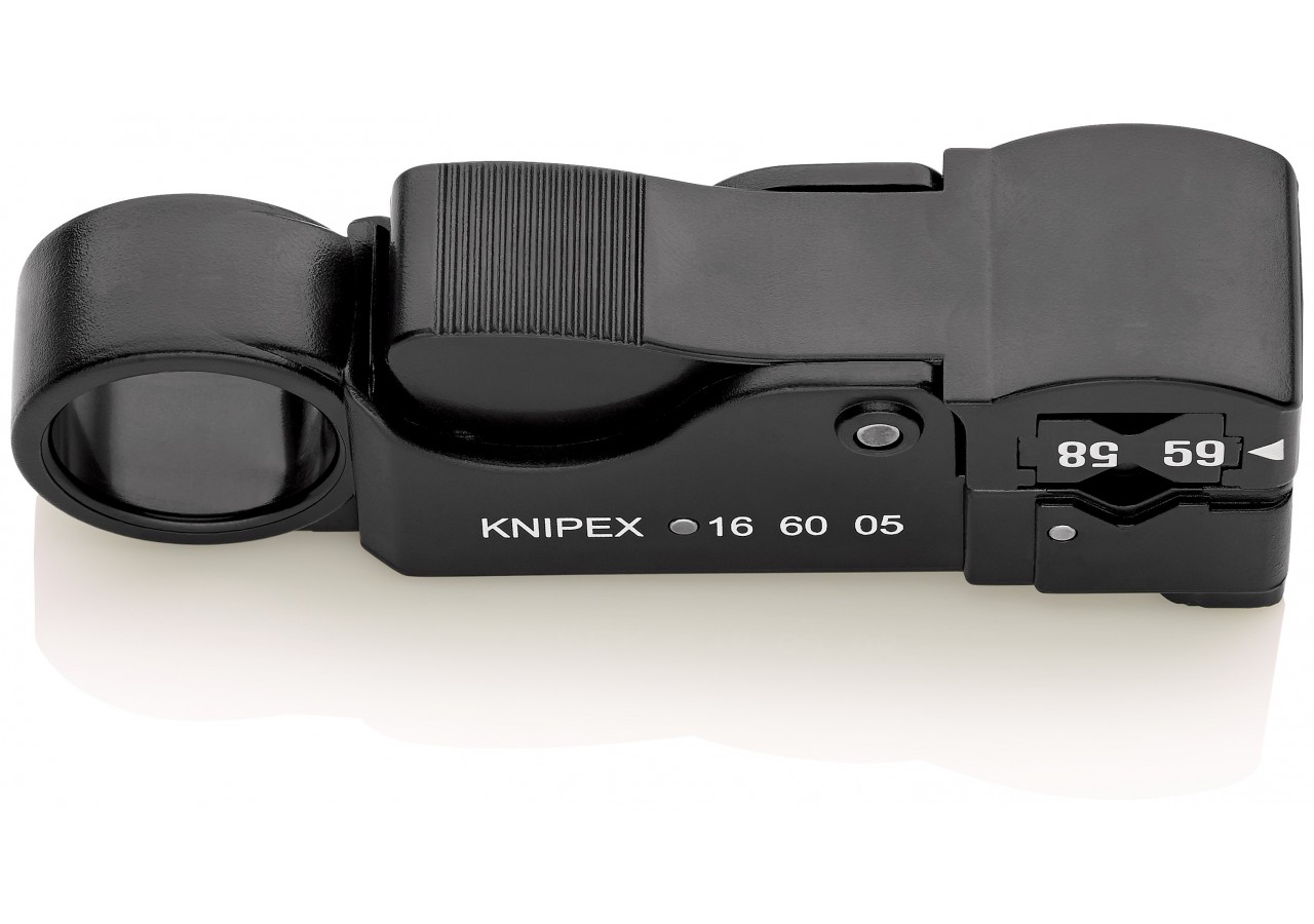 Outil à dénuder pour câbles coaxiaux RG58 / 59 / 62 - 105mm - Boitier ABS - SC - Knipex - 166005SB