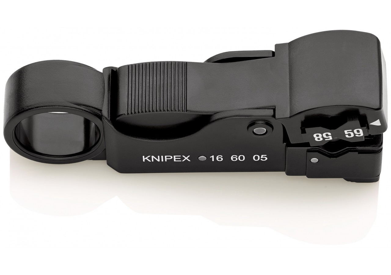 Outil à dénuder pour câbles coaxiaux RG58 / 59 / 62 - 105mm - Boitier ABS - SC - Knipex - 166005SB