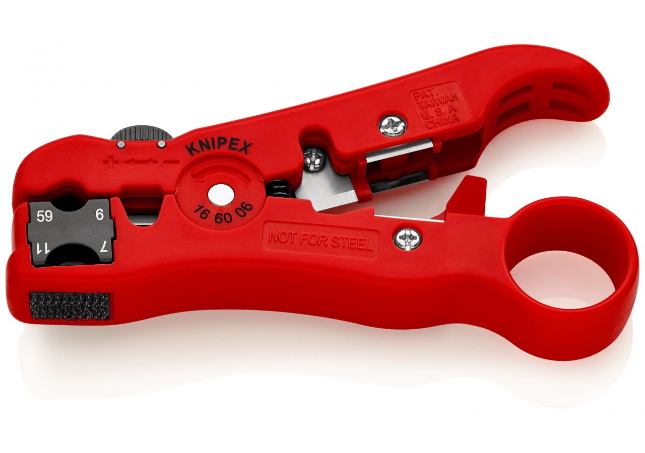 Outil à dénuder pour câbles coaxiaux RG59 / 6 / 7 /11 - 125mm - Boitier ABS - SC - Knipex - 166006SB