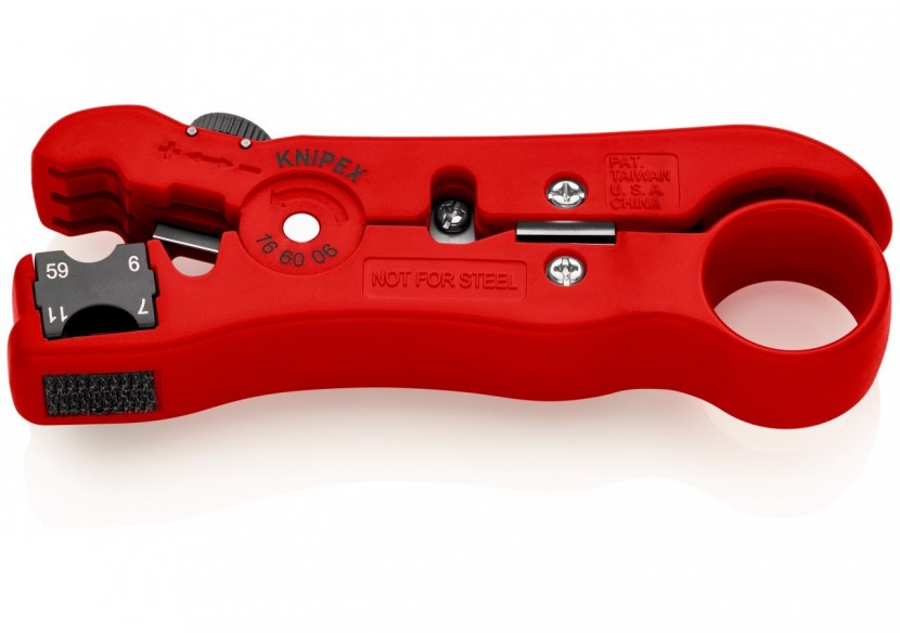 Outil à dénuder pour câbles coaxiaux RG59 / 6 / 7 /11 - 125mm - Boitier ABS - SC - Knipex - 166006SB