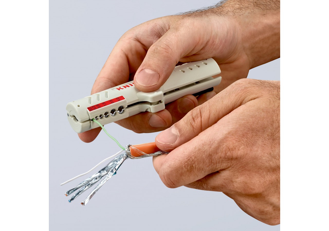 Outil à dégainer pour câbles de données UTP et STP - 125mm - Boitier ABS - SC - Knipex - 1665125SB