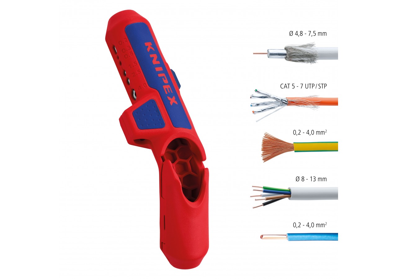 Outil à dégainer multifonctions ERGOSTRIP® - 135mm - Droitier - Knipex - 169501SB