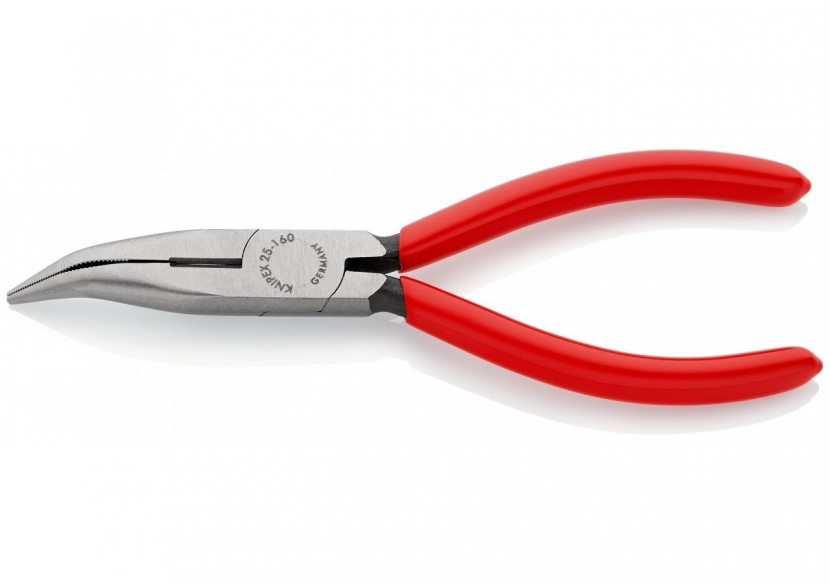 Pince à becs demi-ronds 160mm coudés 40° - Tranchant (61HRC) - Gainage PVC - Knipex - 2521160
