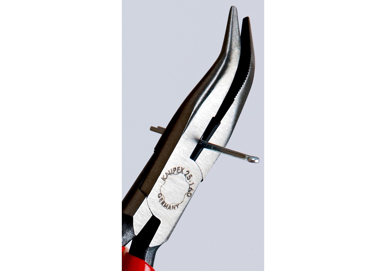 Pince à becs demi-ronds 160mm coudés 40° - Tranchant (61HRC) - Gainage PVC - Knipex - 2521160