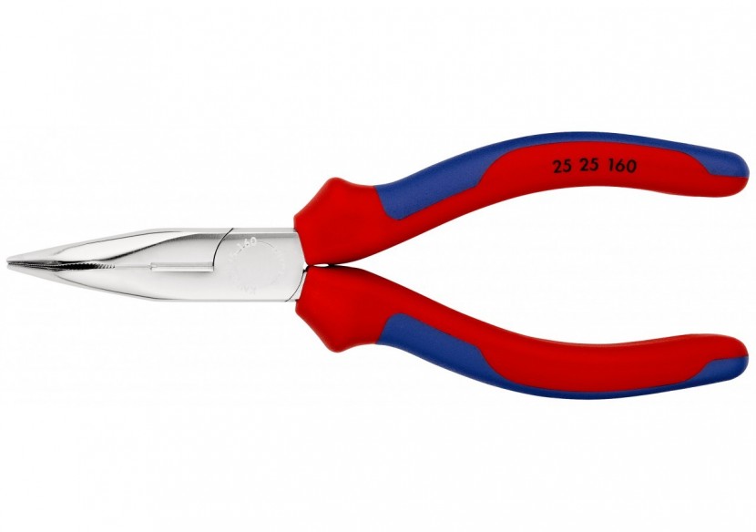 Pince à becs demi-ronds 160mm coudés 40° - Tranchant (61HRC) Bi-matière Chromée - Knipex - 2525160