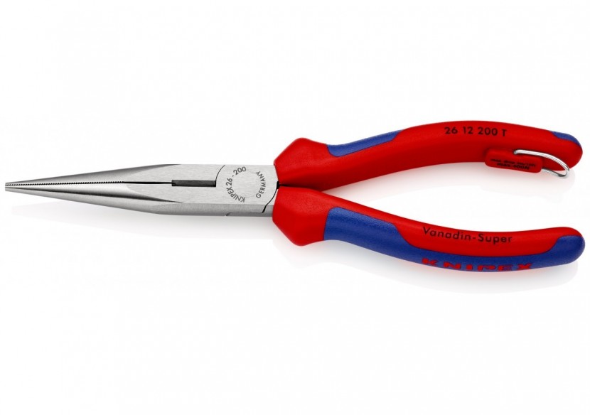 Pince à becs demi-ronds 200mm avec tranchant (Dureté 61HRC) Bi-matière Antichute - Knipex - 2612200T