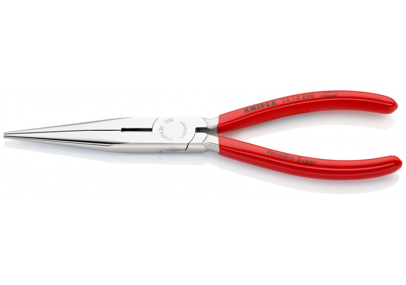 Pince becs demi-ronds 200mm avec tranchant (Dureté 61HRC) - Gainage PVC Chromée - Knipex - 2613200