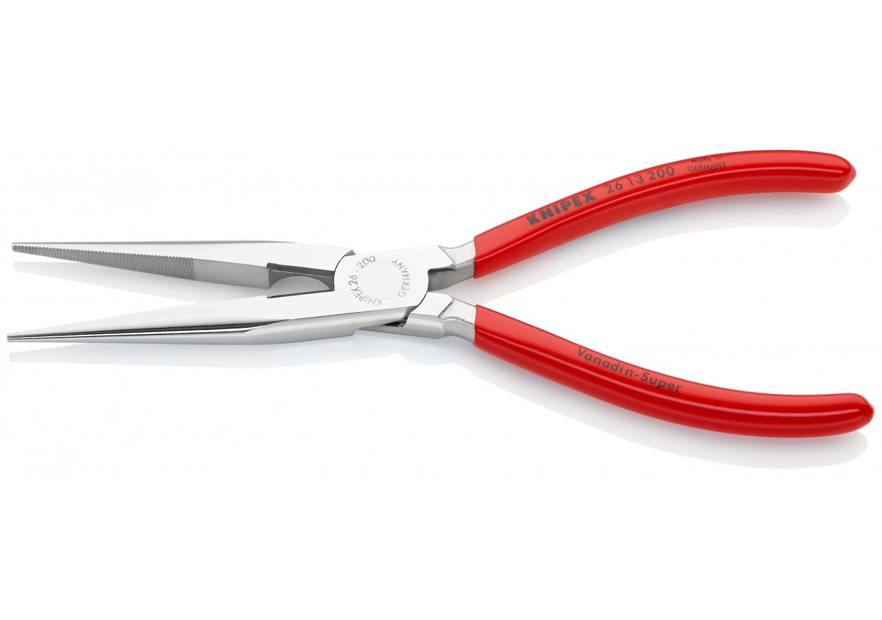 Pince becs demi-ronds 200mm avec tranchant (Dureté 61HRC) - Gainage PVC Chromée - Knipex - 2613200