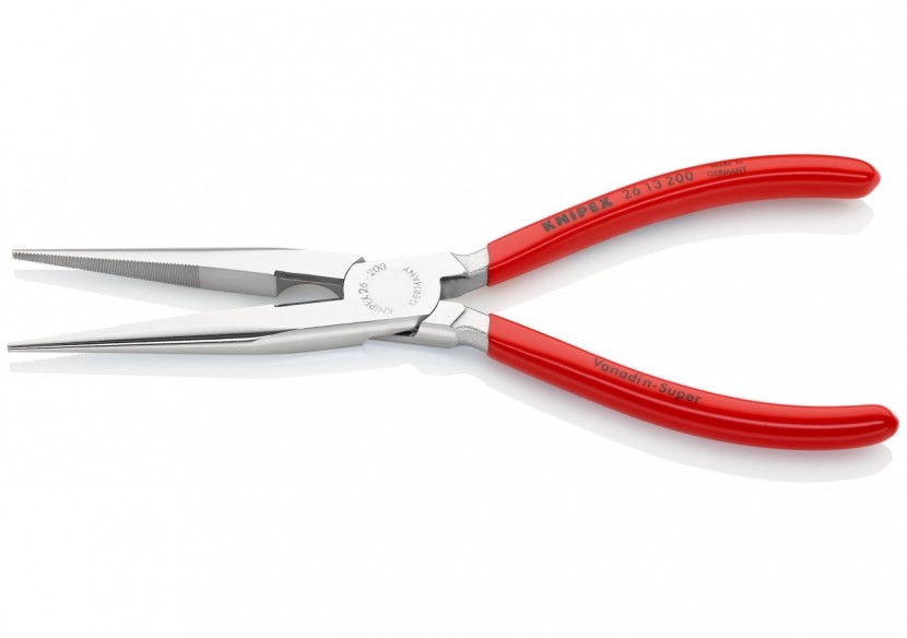 Pince becs demi-ronds 200mm avec tranchant (Dureté 61HRC) - Gainage PVC Chromée - Knipex - 2613200