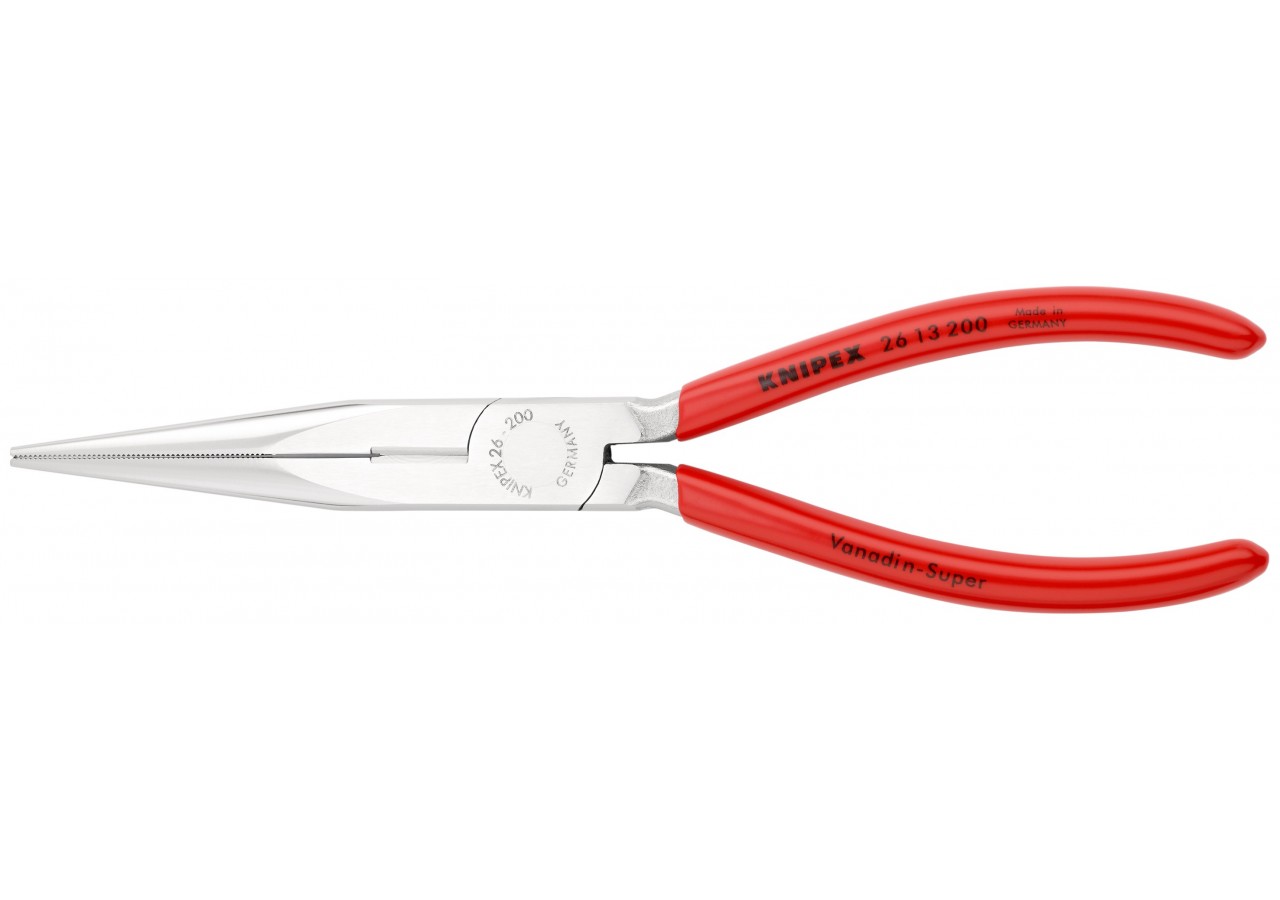 Pince becs demi-ronds 200mm avec tranchant (Dureté 61HRC) - Gainage PVC Chromée - Knipex - 2613200