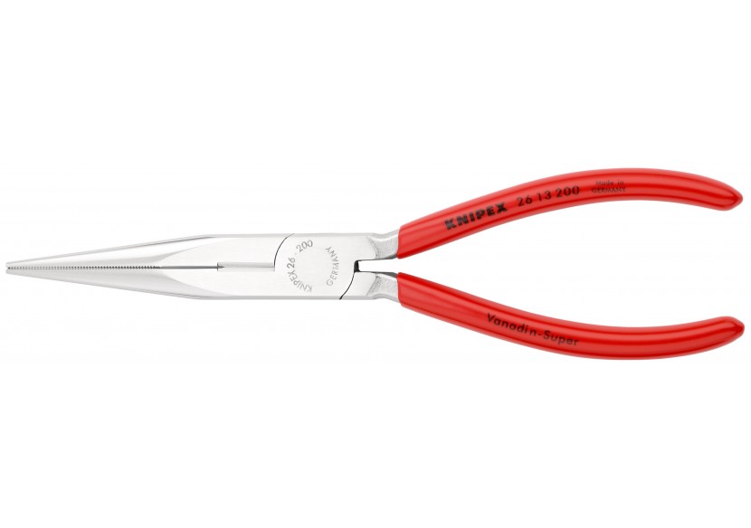 Pince becs demi-ronds 200mm avec tranchant (Dureté 61HRC) - Gainage PVC Chromée - Knipex - 2613200