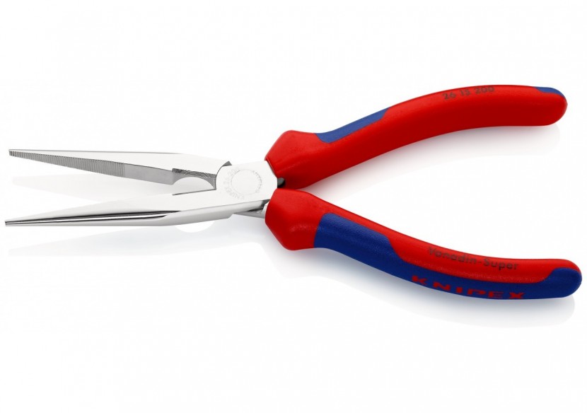 Pince à becs demi-ronds 200mm avec tranchant (Dureté 61HRC) - Bi-matière Chromée - Knipex - 2615200