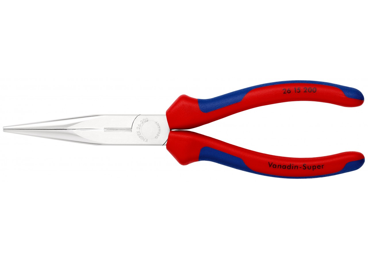 Pince à becs demi-ronds 200mm avec tranchant (Dureté 61HRC) - Bi-matière Chromée - Knipex - 2615200
