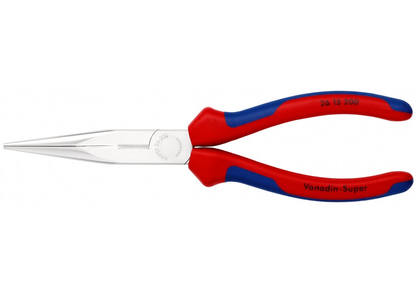 Pince à becs demi-ronds 200mm avec tranchant (Dureté 61HRC) - Bi-matière Chromée - Knipex - 2615200