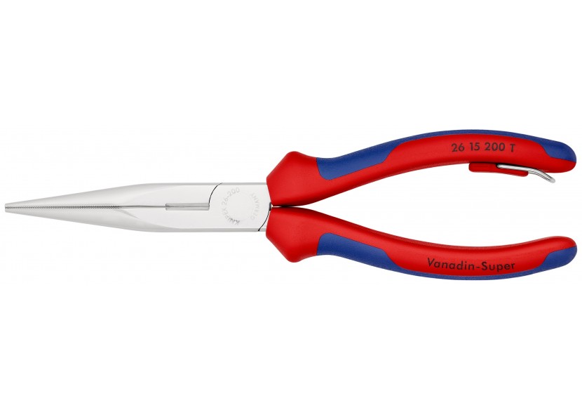Pince à becs demi-ronds 200mm avec tranchant 61HRC Bi-matière Chromée Antichute - Knipex - 2615200T