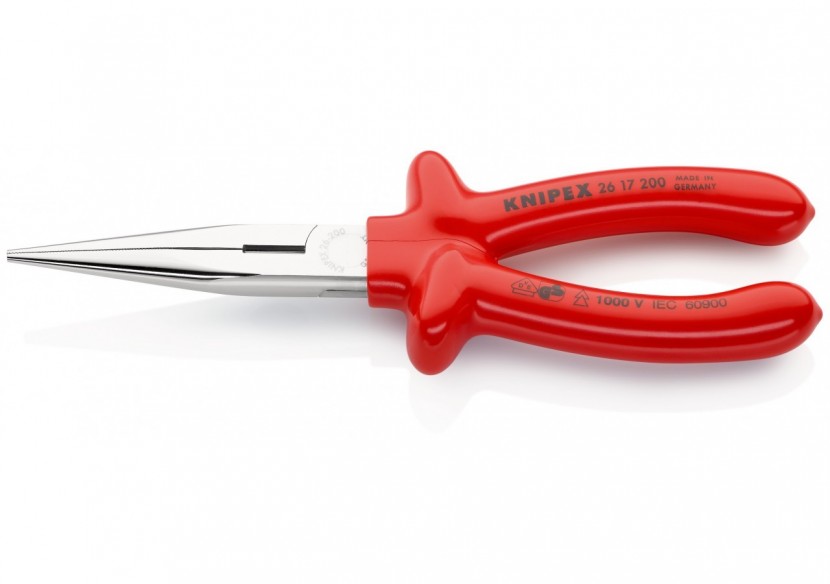 Pince à becs demi-ronds 200mm avec tranchant - Gainage surmoulé -Isolée 1000V - Knipex - 2617200
