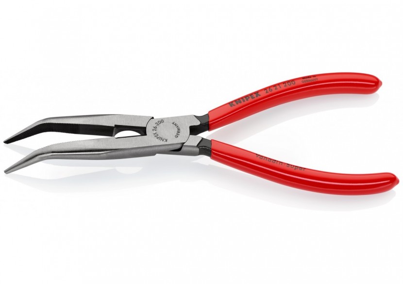 Pince à becs demi-ronds 200mm coudés 40° avec tranchant - Gainage PVC - Knipex - 2621200