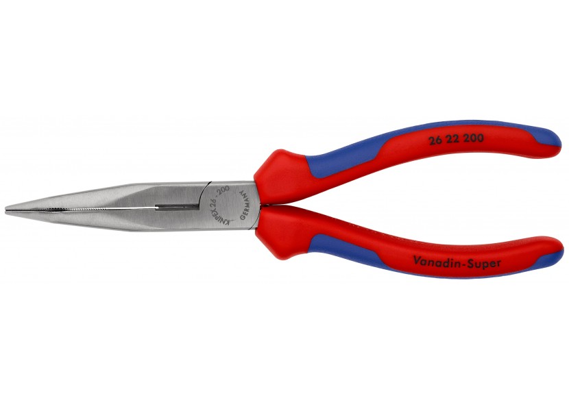 Pince à becs demi-ronds 200mm coudés 40° avec tranchant - Bi-matière - Chromée - Knipex - 2622200