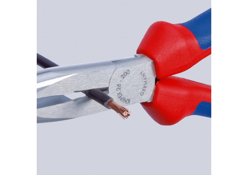 Pince à becs demi-ronds 200mm coudés 40° avec tranchant - Bi-matière - Antichute - Knipex - 2622200T
