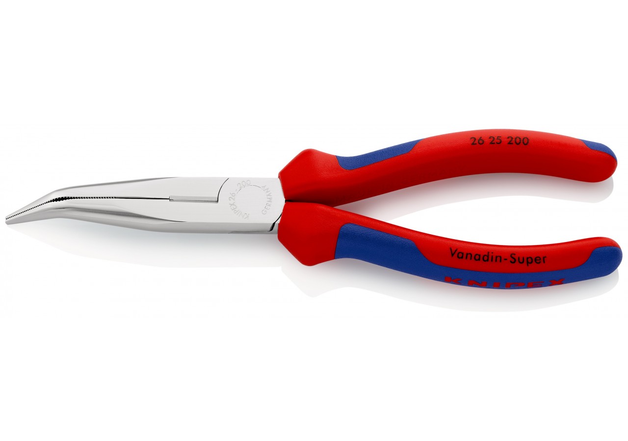 Pince à becs demi-ronds 200mm coudés 40° avec tranchant - Bi-matière - Chromée - Knipex - 2625200