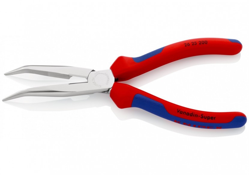 Pince à becs demi-ronds 200mm coudés 40° avec tranchant - Bi-matière - Chromée - Knipex - 2625200