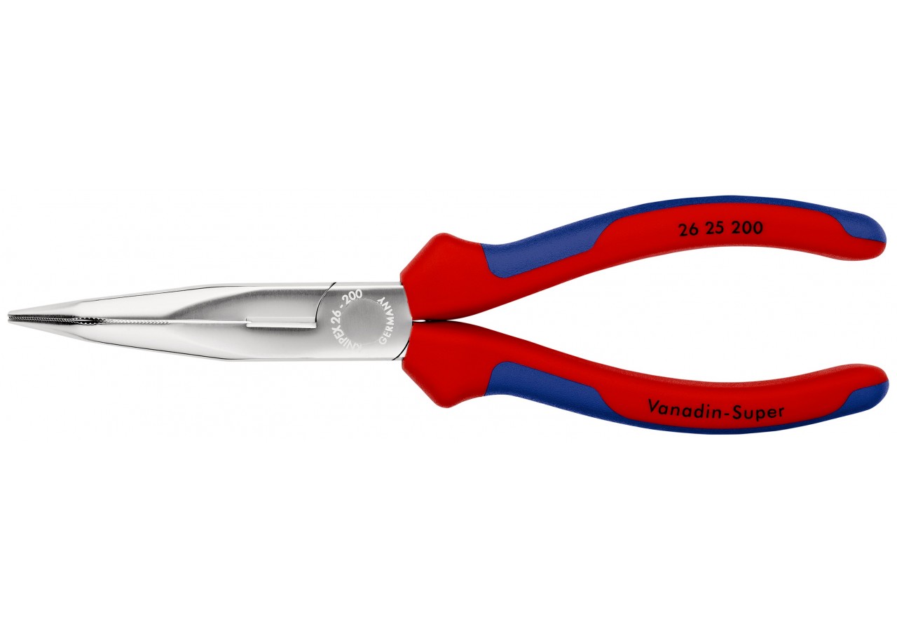 Pince à becs demi-ronds 200mm coudés 40° avec tranchant - Bi-matière - Chromée - Knipex - 2625200
