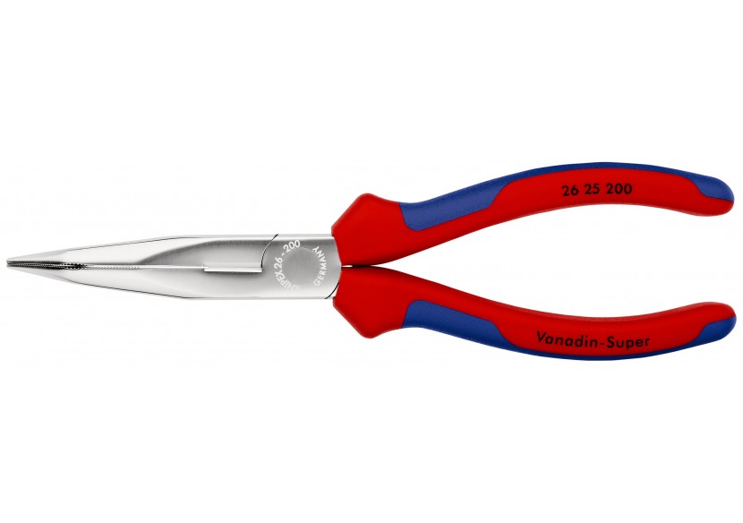 Pince à becs demi-ronds 200mm coudés 40° avec tranchant - Bi-matière - Chromée - Knipex - 2625200