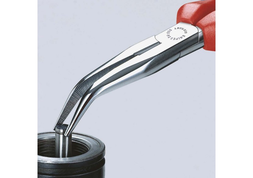 Pince à becs demi-ronds 200mm coudés 40° avec tranchant - Bi-matière - Chromée - Knipex - 2625200