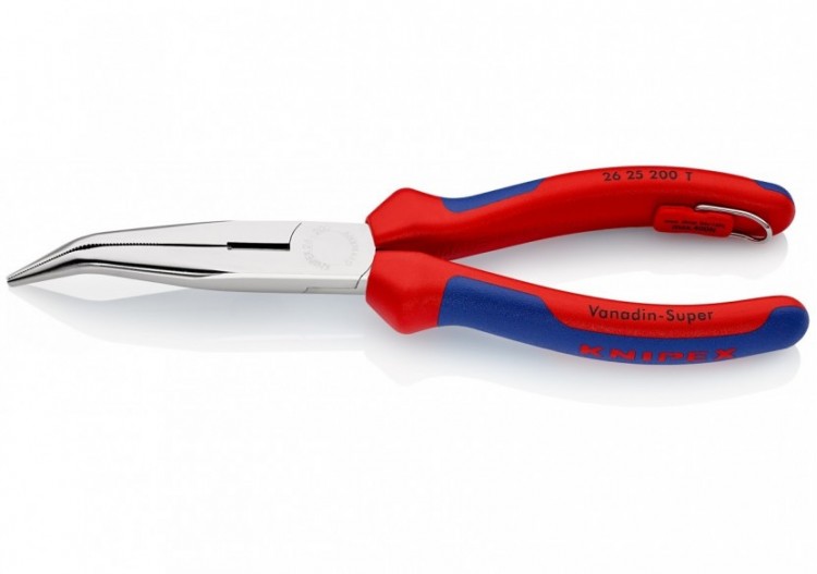 Pince à becs demi-ronds 200mm coudés 40° avec tranchant - Bi-matière - Antichute - Knipex - 2625200T