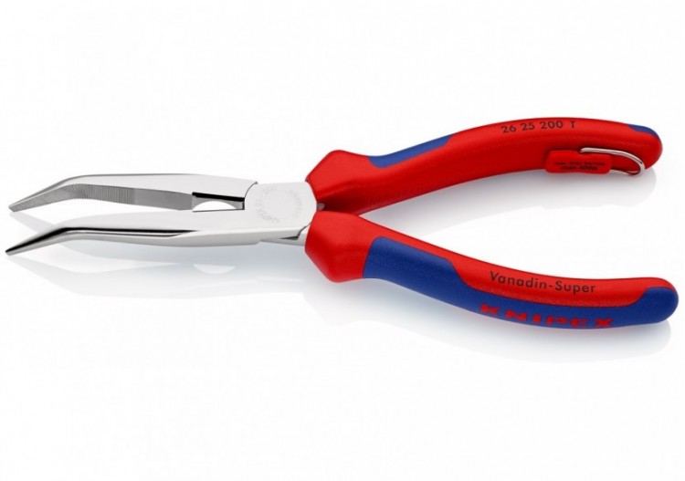 Pince à becs demi-ronds 200mm coudés 40° avec tranchant - Bi-matière - Antichute - Knipex - 2625200T 2